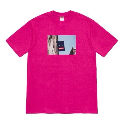 Supreme Fw19 Week 1 Banner Magenta Tee In Pink