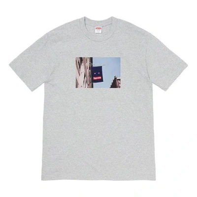 Supreme Fw19 Week 1 Banner Tee Short Sleeve Unisex Gray