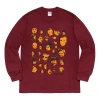 Supreme Fw19 Week 1 Faces L/s Tee Human Face Printing Long Sleeves Unisex Red In Red