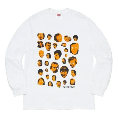 Supreme Fw19 Week 1 Faces L/s Tee Human Face Printing Long Sleeves Unisex White