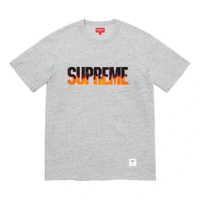 Supreme Fw19 Week 1 Flame S/s Top Logo Short Sleeve Unisex Gray
