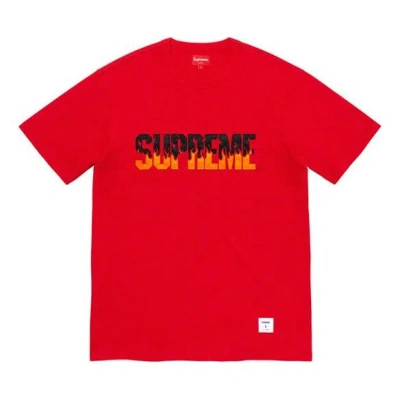 Supreme Fw19 Week 1 Flame S/s Top Logo Short Sleeve Unisex Red