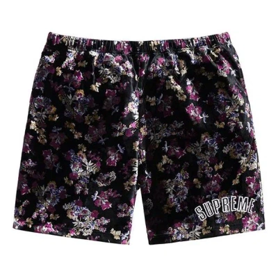 Supreme Fw19 Week 1 Floral Velour Short Flowers Velvet Unisex Black Shorts