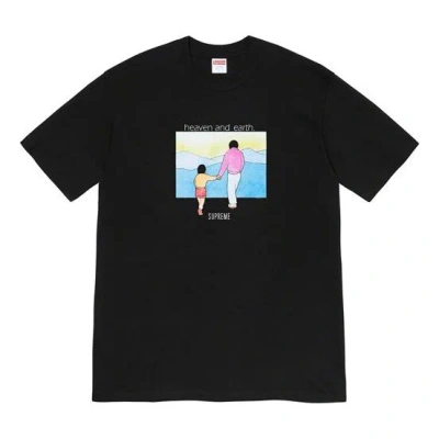 Supreme Fw19 Week 1 Heaven And Earth Tee Printing Short Sleeve Unisex Black