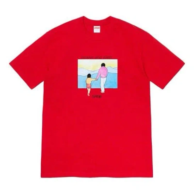 Supreme Fw19 Week 1 Heaven And Earth Tee Printing Short Sleeve Unisex Red