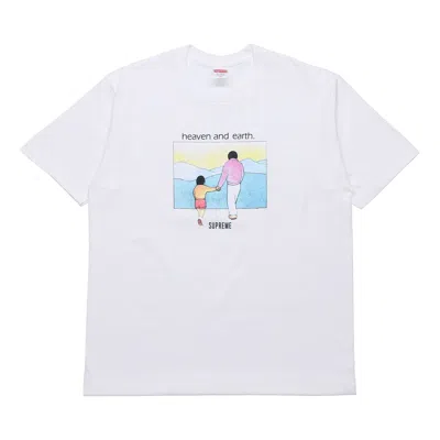 Supreme Fw19 Week 1 Heaven And Earth Tee Printing Short Sleeve Unisex White