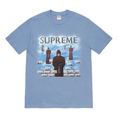 Supreme Fw19 Week 1 Levitation Tee Printing Short Sleeve Unisex Blue Gray