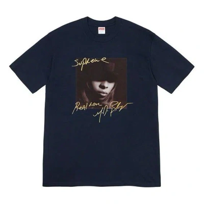 Supreme Fw19 Week 1 Mary J. Blige Tee Character Short Sleeve Unisex Navy Blue