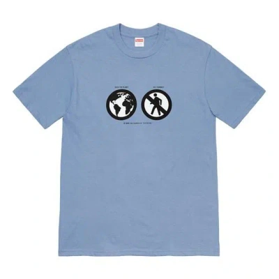 Supreme Fw19 Week 1 Save The Planet Slate Tee In Blue