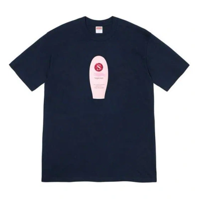 Supreme Fw19 Week 1 Super Cream Tee Short Sleeve Unisex Navy Blue