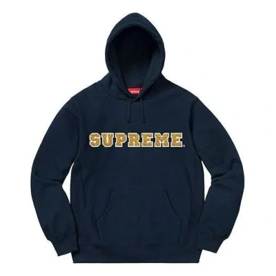 Supreme Logo-lettering Hoodie In Blue