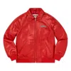 Supreme Fw19 Week 1 X Martin Wong X  Schott 8-ball Leather Varsity Jacket In Red