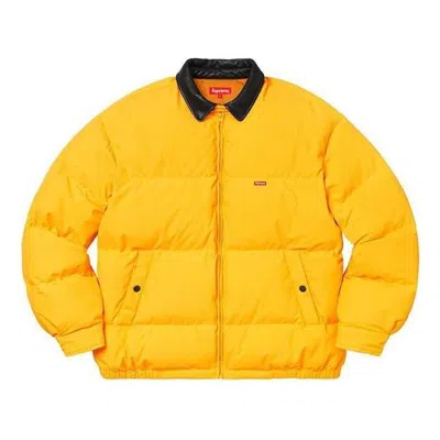 Supreme Fw19 Week 12 Leather Collar Puffy Jacket 'yellow'