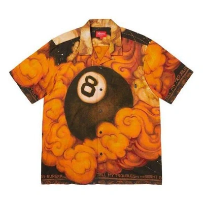 Supreme Fw19 Week 12 X Martin Wong 8-ball Rayon Shirt 'orange' In Brown