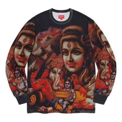 Supreme Fw19 Week 13 Ganesh Ls Thermal Black Tee In Multi