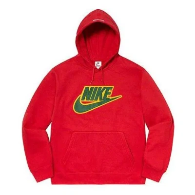 Supreme Fw19 Week 14 X Nike Leather Appliqu Hooded Sweatshirt 'red'
