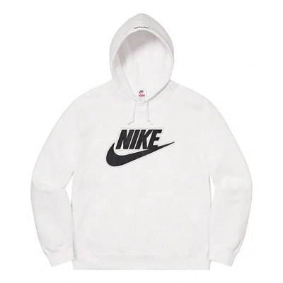 Supreme Fw19 Week 14 X Nike Leather Appliqu Hooded Sweatshirt 'white'