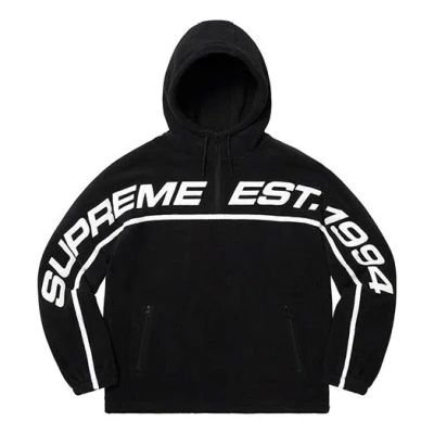 Supreme Fw19 Week 15 Polartec Half Zip Hooded Sweatshirt In Black