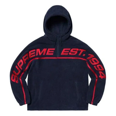 Supreme Fw19 Week 15 Polartec Half Zip Hooded Sweatshirt In Blue