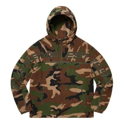 Supreme Fw19 Week 15 Polartec Half Zip Hooded Sweatshirt 'green' In Multi