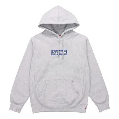 Supreme Fw19 Week 16 Bandana Box Logo Hooded Sweatshirt Paisley Grey In Gray