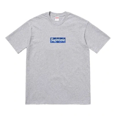 Supreme Fw19 Week 17 Bandana Box Logo Tee Cashew Short Sleeve Unisex Gray