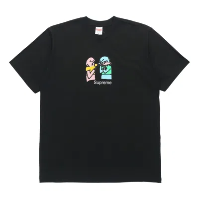 Supreme Fw19 Week 17 Bite Tee Cartoon Graffiti Printing Short Sleeve Unisex Black