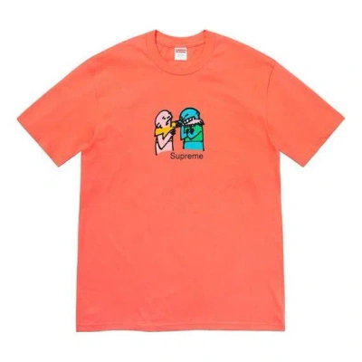 Supreme Fw19 Week 17 Bite Tee Cartoon Graffiti Printing Short Sleeve Unisex Orange