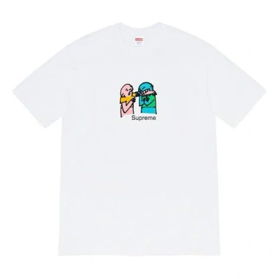 Supreme Fw19 Week 17 Bite Tee Cartoon Graffiti Printing Short Sleeve Unisex White