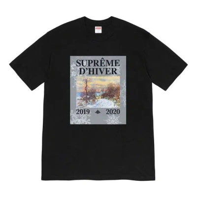 Supreme Fw19 Week 17 Dhiver Tee Winter Scene Printing Short Sleeve Unisex Black