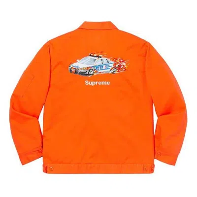 Supreme Fw19 Week 2 Cop Car Embroidered Work Jacket In Orange