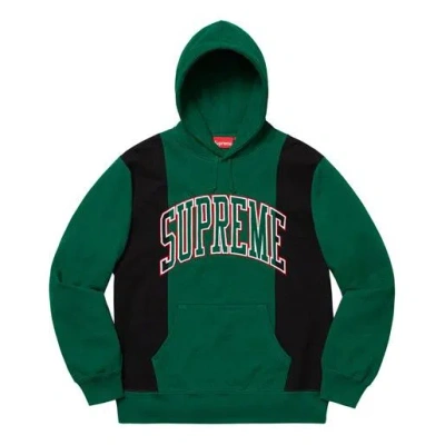 Supreme Fw19 Week 4 Paneled Arc Hooded Sweatshirt In Green
