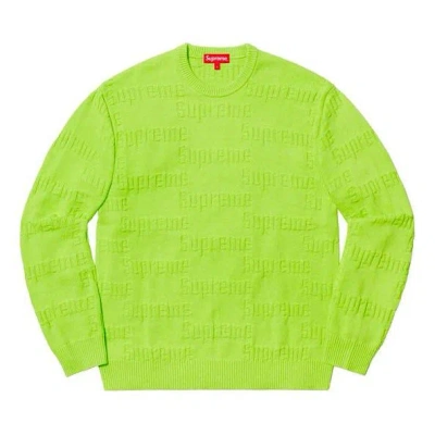 Supreme Fw19 Week 4 Raised Logo Sweater Logo In Green
