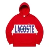 Supreme Fw19 Week 5 X Lacoste Logo Panel Hooded Sweatshirt Logo In Red