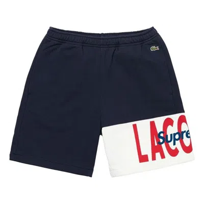 Supreme Fw19 Week 5 X Lacoste Logo Panel Sweatshort Logo In Blue