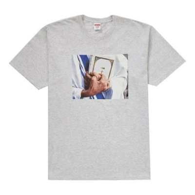 Supreme Fw19 Week 7 Bible Tee Printing Short Sleeve Unisex Light Grey In Gray