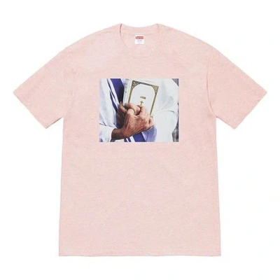 Supreme Fw19 Week 7 Bible Tee Printing Short Sleeve Unisex Pink