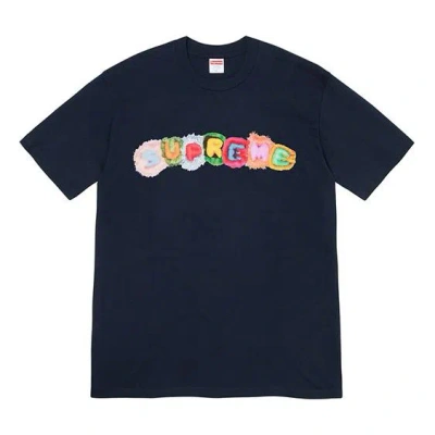 Supreme Fw19 Week 7 Pillows Tee Logo Short Sleeve Unisex Navy Blue