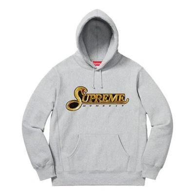 Supreme Fw19 Week 8 Sequin Viper Hooded Sweatshirt In Gray