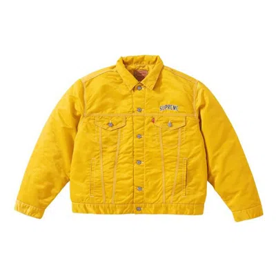 Supreme Fw19 Week 9 X Levis Nylon Trucker Jacket Crossover Denim Unisex Yellow