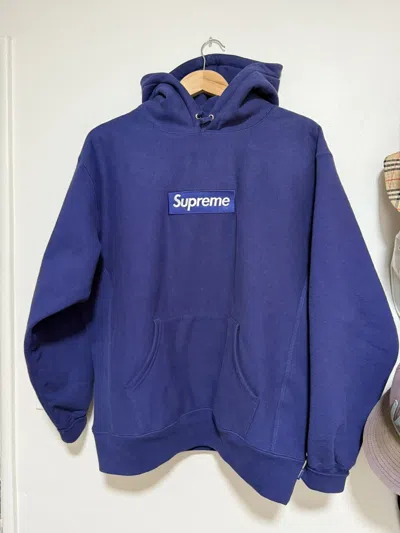 Pre-owned Supreme Fw21  Box Logo Hooded Sweatshirt In Blue