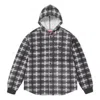 Supreme Fw23 Week14 Hooded Plaid Knit Shirt Jacket 'black' In Gray