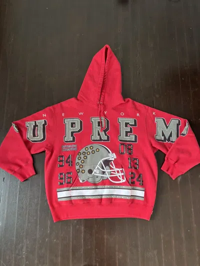 Pre-owned Supreme Fw24 Red Champions Studded Football Hoodie