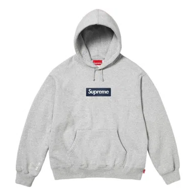 Supreme Box-logo Hoodie In Gray