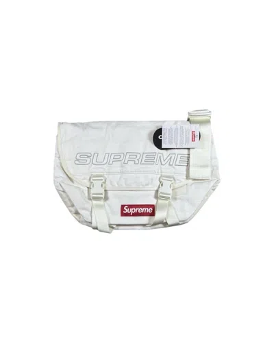Pre-owned Supreme Fw25 Denim Messenger Bag In White