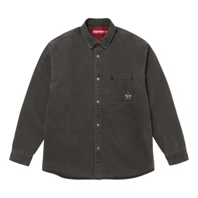 Supreme Fw25 Quilted Lined Denim Snap Shirt 'black' In Multi