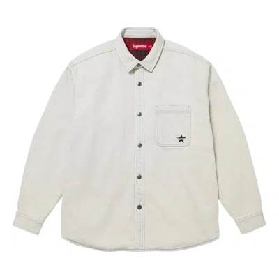Supreme Fw25 Quilted Lined Denim Snap Shirt 'light Washed Indigo' In Multi