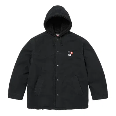 Supreme Fw25 X Number (n)ine Faux Shearling Hooded Coat 'black'