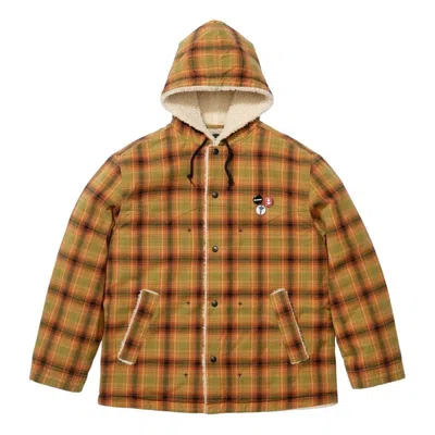 Supreme Fw25 X Number (n)ine Faux Shearling Hooded Coat 'plaid' In Brown