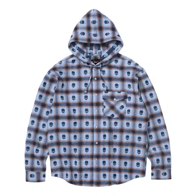 Supreme Fw25 X Number (n)ine Hooded Flannel Shirt 'blue'
